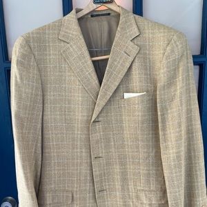 Men’s 48 Ermenegildo Zenga Tan Checked “Soft” Blazer